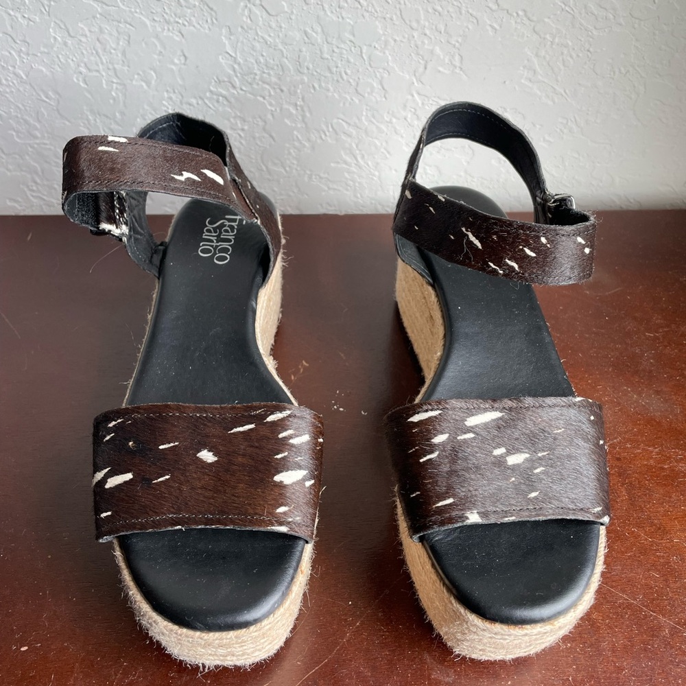 Franco Sarto animal fur espadrilles size 8